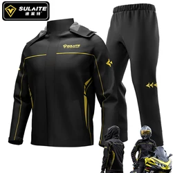 SULAITE Motorcycle Rain Suit Men Women Rain Gear Waterproof Protective Rain Coat with Pants 2 Pieces Breathable Outdoor
