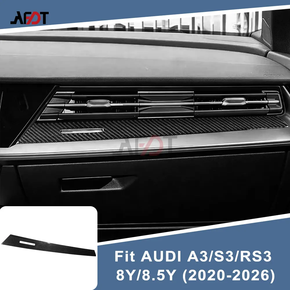 

For Audi A3 S3 RS3 8Y 8.5Y 2020-2026 Real Carbon Fiber Co-pilot Air Vent Trim Strip Dashboard Decor Cover Interior Accessories