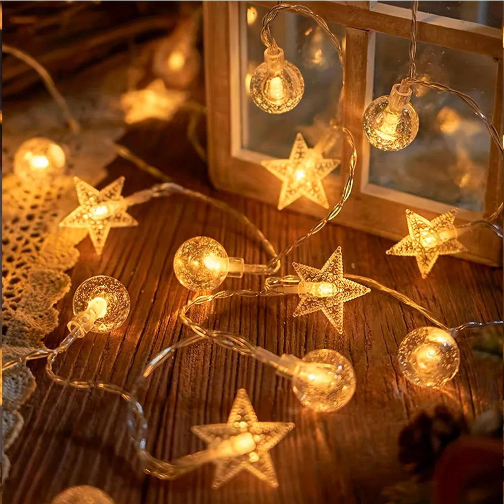 

Star Bubble Ball Light String Christmas Thanksgiving Atmosphere Light Holiday Party Christmas Tree Decoration Gifts For Friends