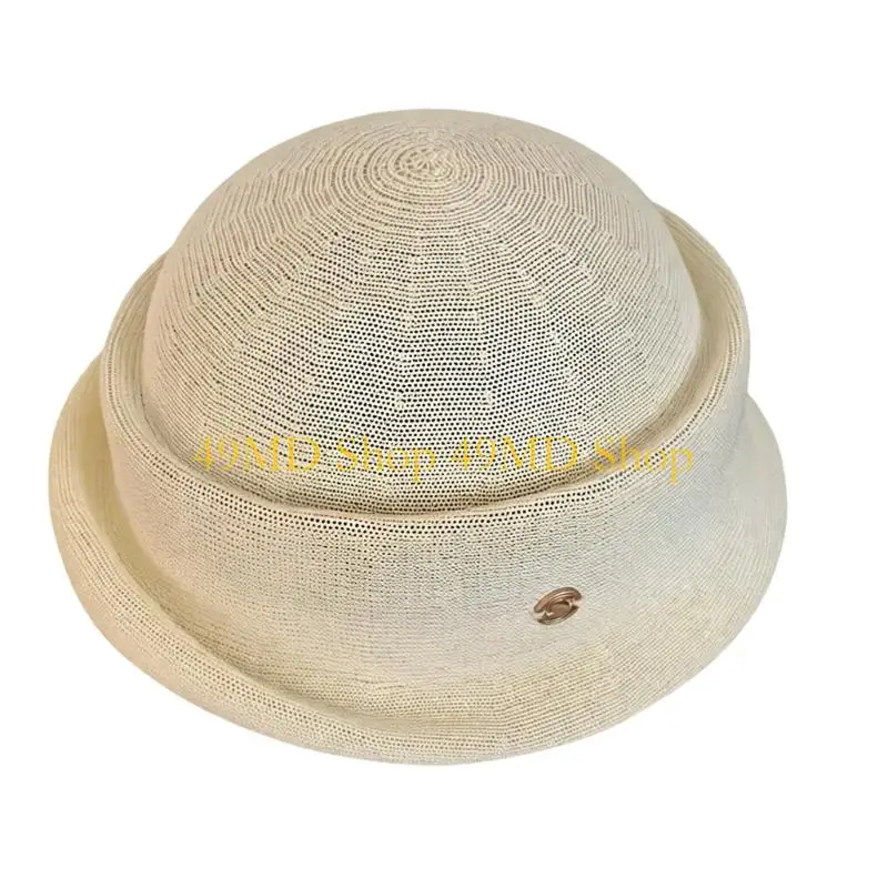 49MD Comfortable Fedoras Hat With Roll Brims Round Top Design For Women Daily Outfit Teaparty Bowler Hat for Formal Occasion