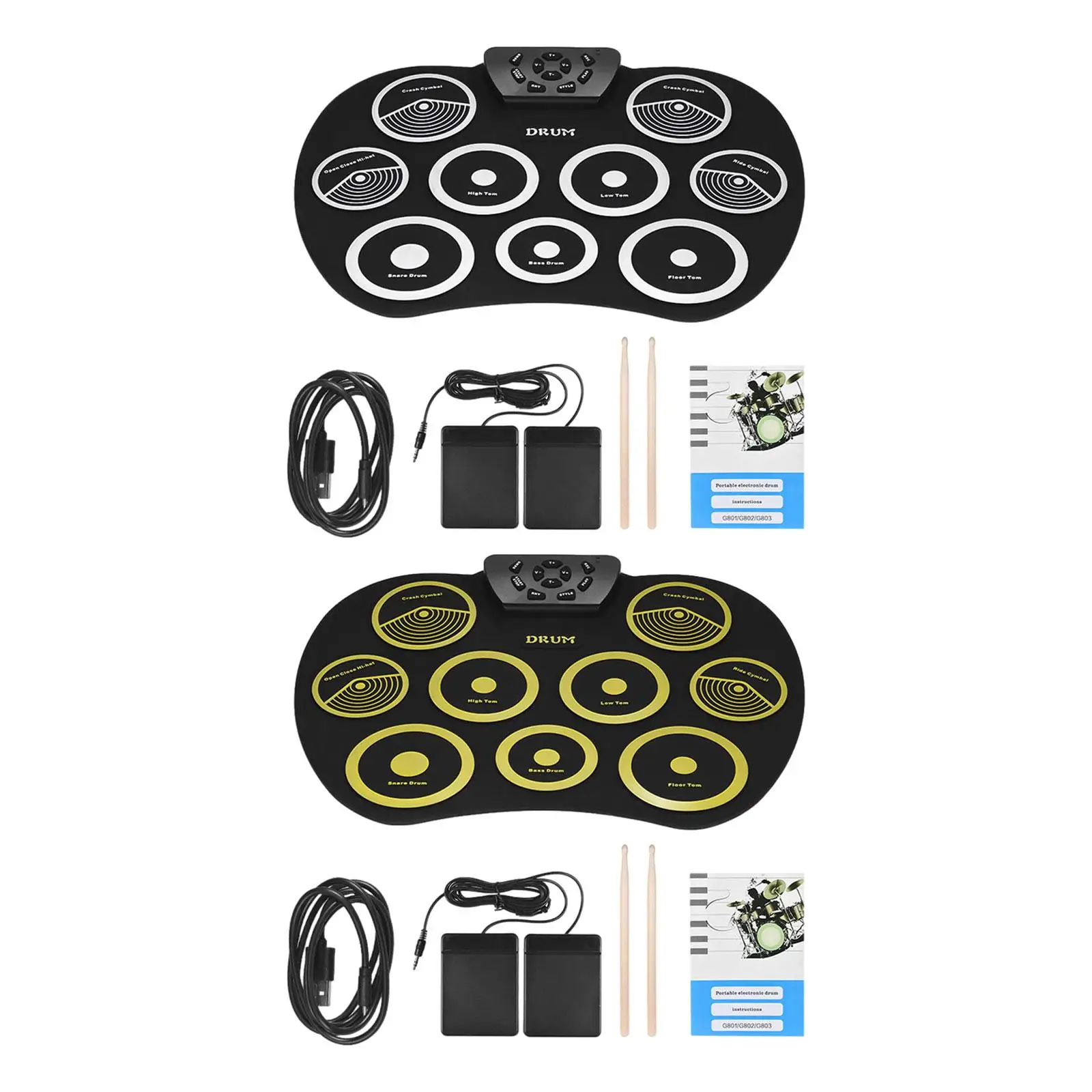 

Electronic Drum Set USB Power Supply Silicone Pads Holiday Gift Versatile for Boys Girls Easy to Carry for Practice and Gaming