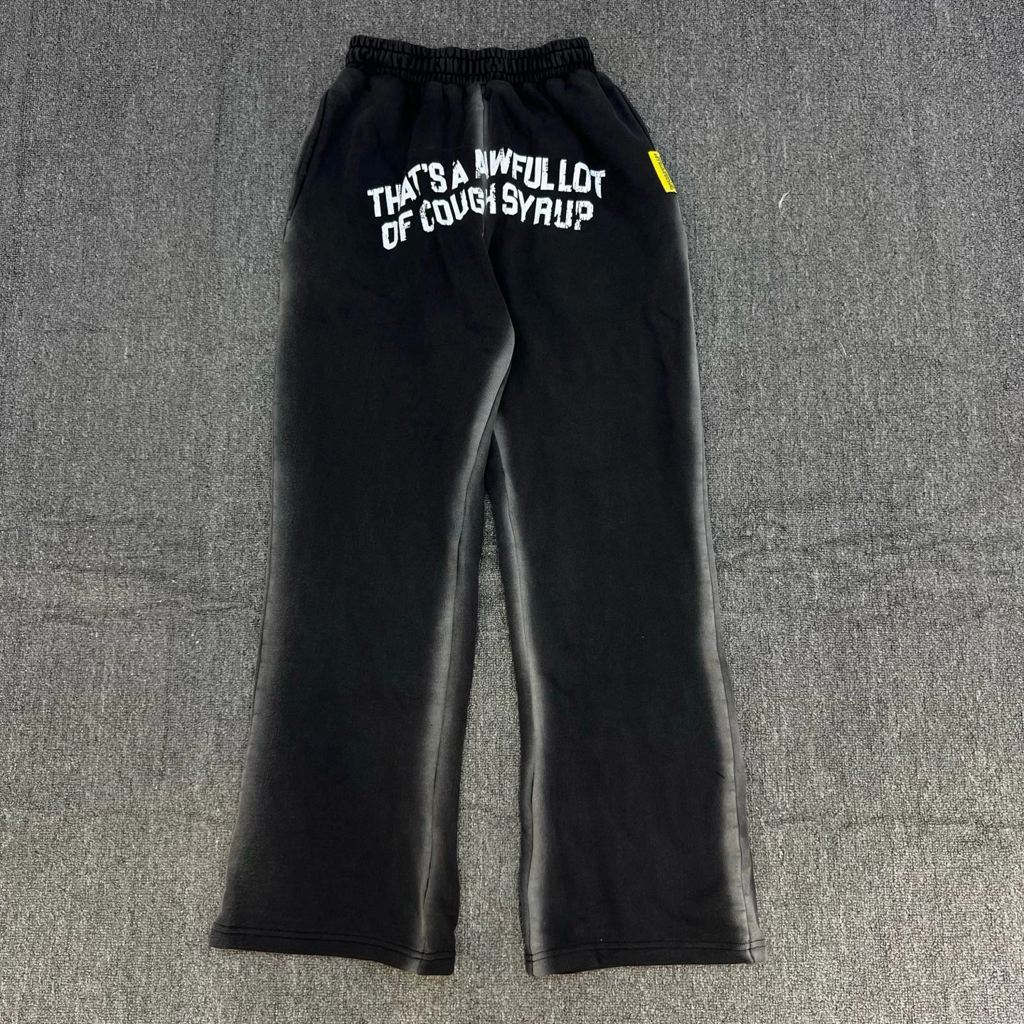 

Street Sle Cough Syrup Print Relaxed Fit Long Pants Vintage Lettering Casual Trousers Youth Faion Summer Wear for Men