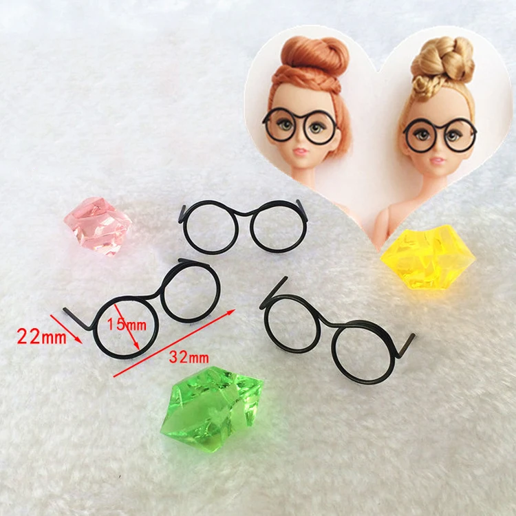 1Pcs Kleine Mode Niedlichen Puppen Runde Brille Brillen Mini Spielzeug Brillen Puppe Zubehör Plüsch Puppe Gläser Dressing Zubehör