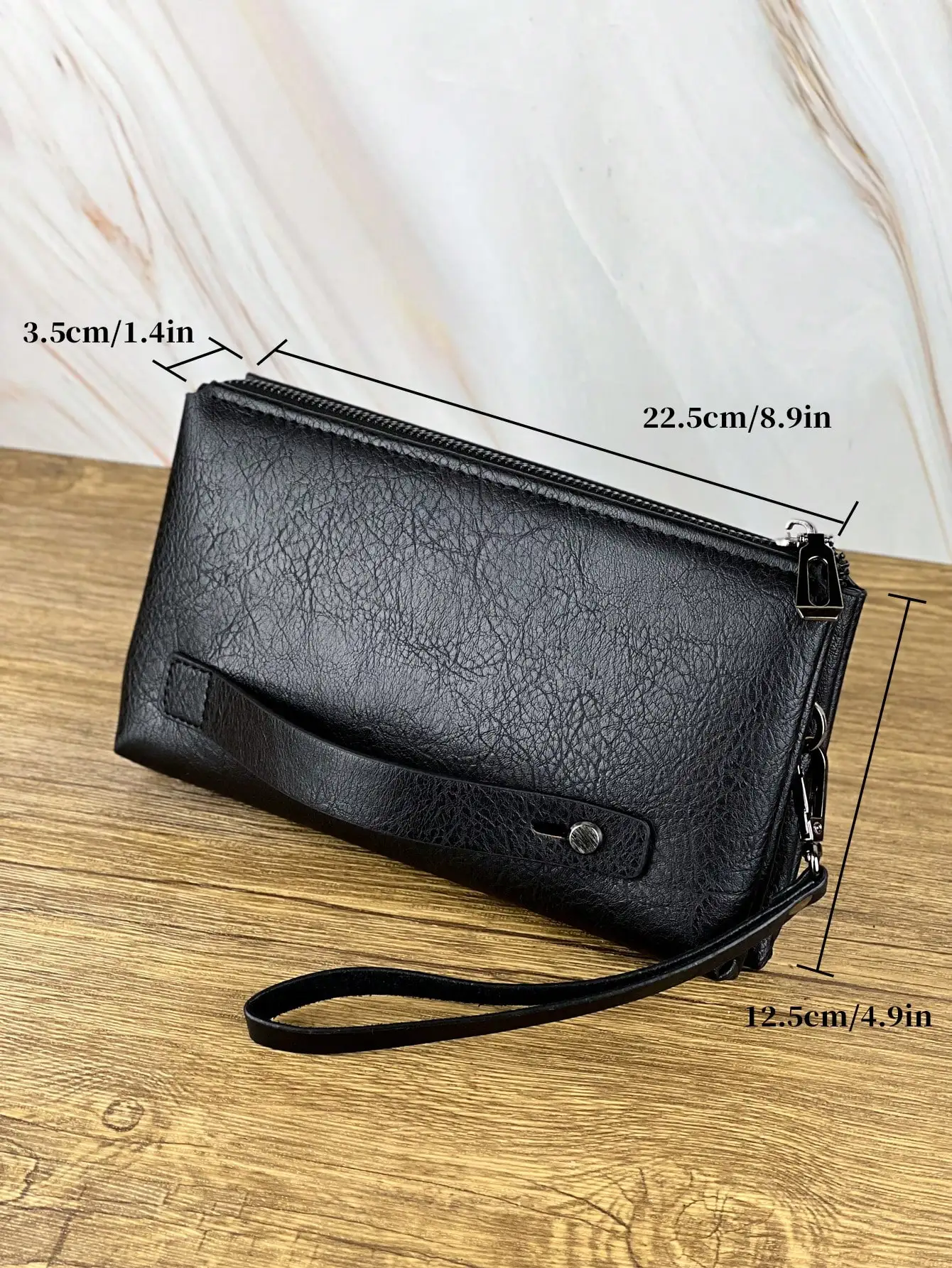 Fashion Retro Men\'s Clutch Bag Business Large Capacity Portable Wristlet Underarm Cell Phone Bag