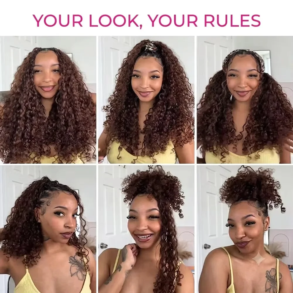 Chocolate Brown Miracle Knots Crochet Human Hair For Braiding Crochet Braids Burmese Curly Crochet Hair Extension 100% Human Hair