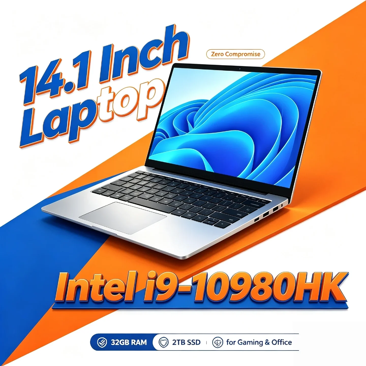 32GB RAM 2TB M.2 SSD Core i9 10980HK Intel 14.1 Inch Pro Laptop 8C 16T 2.4 5.3GHz 16MB 45W Gaming Notebook Office Fast New