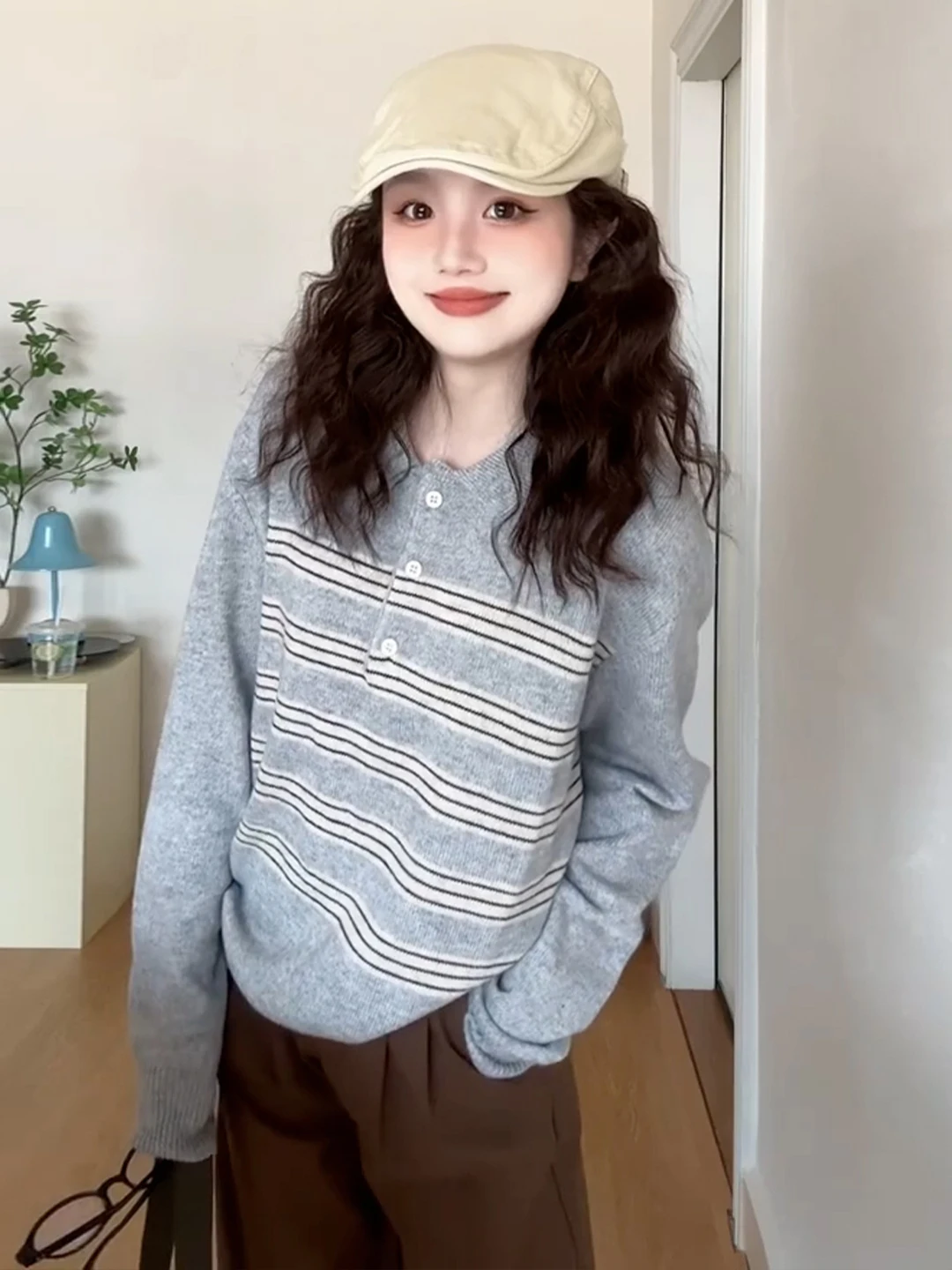 

Loose Long Sve Women's Knitted Sweater ay Stripes Casual Sle Autumn Winter New Arrival Comfortable Korean Sle Top