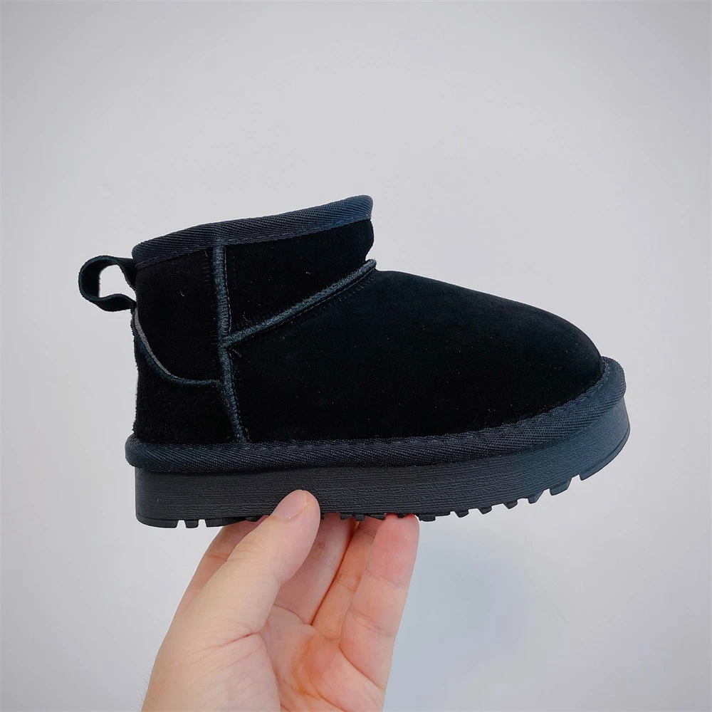 Winter Kinder Outdoor Schneeschuhe Jungen Mädchen Mini Schaffell Plüsch warme Stiefel Kinder große Baumwolle warme Baumwoll stiefel