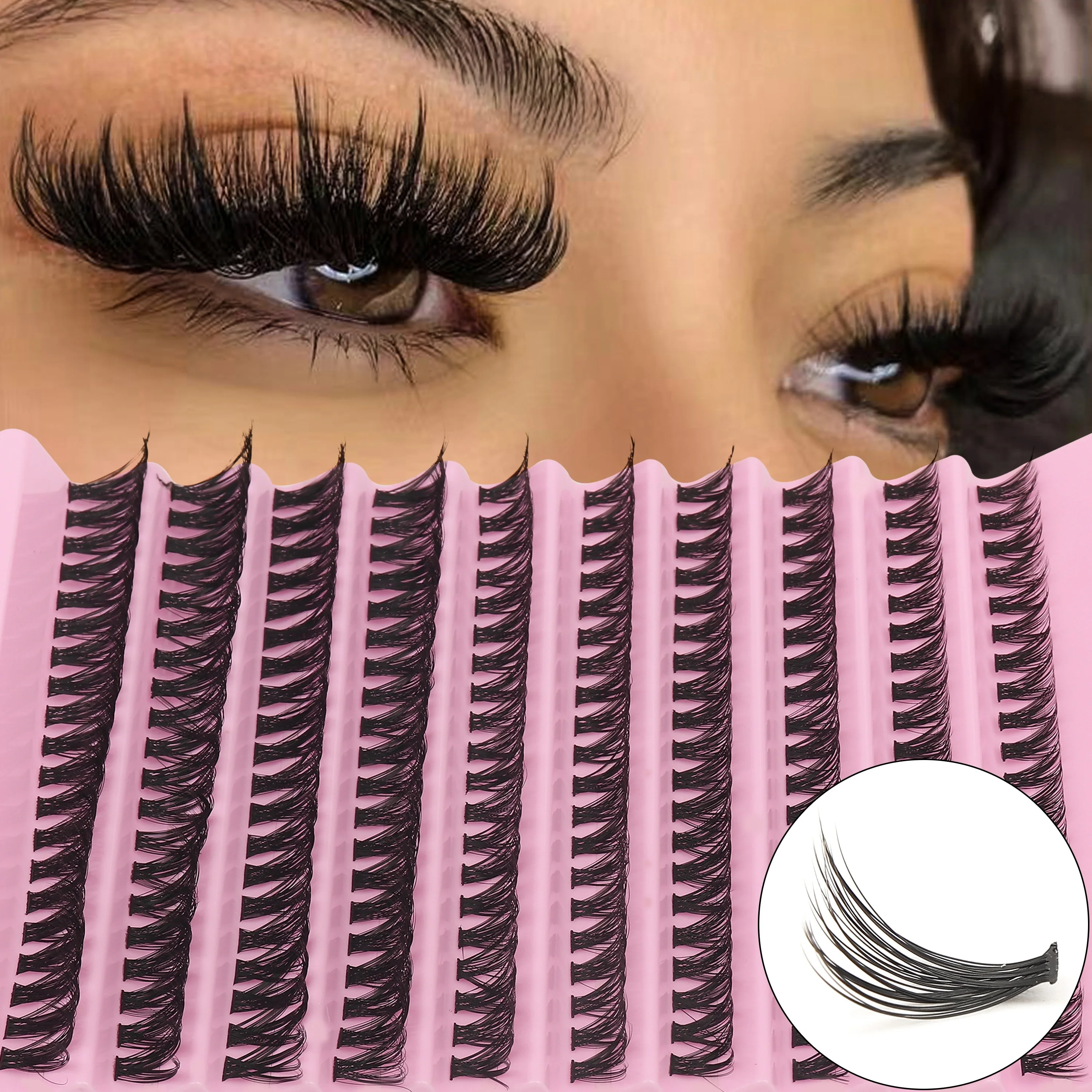 200Pcs D-Curl Cluster Lashes Kit DIY Natural Look 8-16Mm Lengths Home Lash Extensions