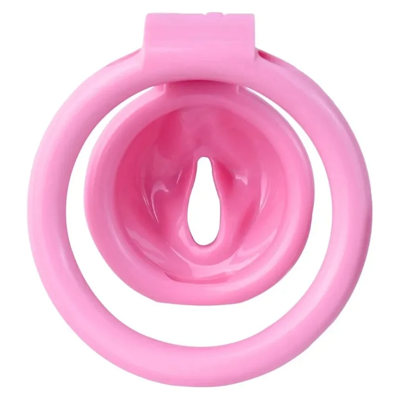 Hot Pussy Design Chastity Cage for Men Sissy Cosplay Transvestite Cock Cage Devices with 4 Size Penis Rings Gay Pink Sex Toys 18