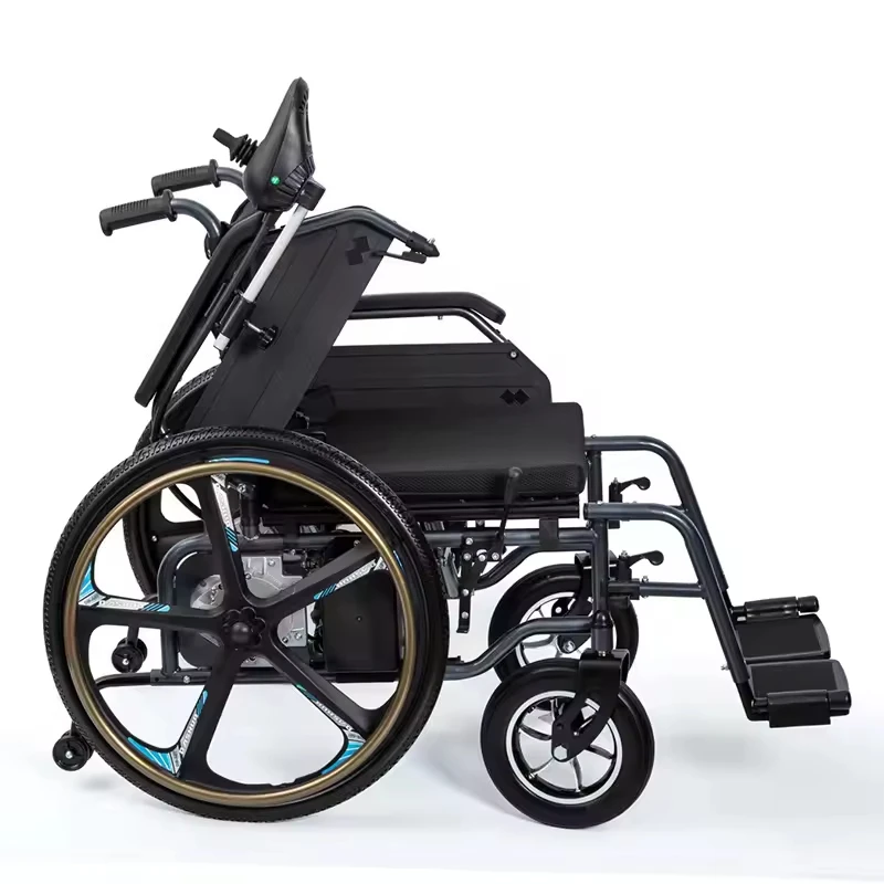 Fauteuil roulant électrique pliable de 24 pouces avec fonction de thérapie physique et roue à trois branches – Prix au Mexique