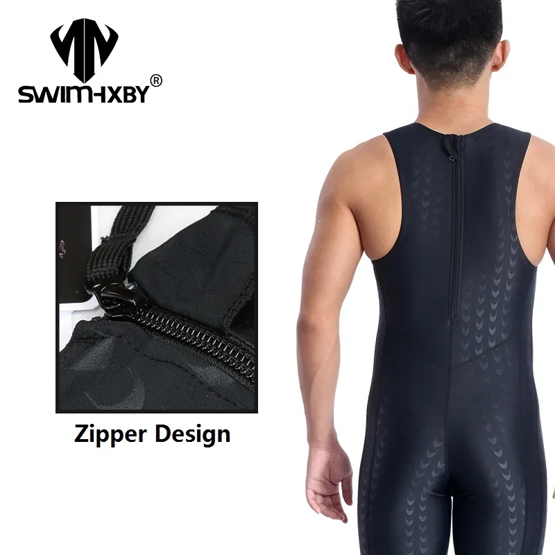 Men'S Sleeveless Competitive Swimwear Durable Waterproof One Piece Racing Swimsuit For Professional Training Competition