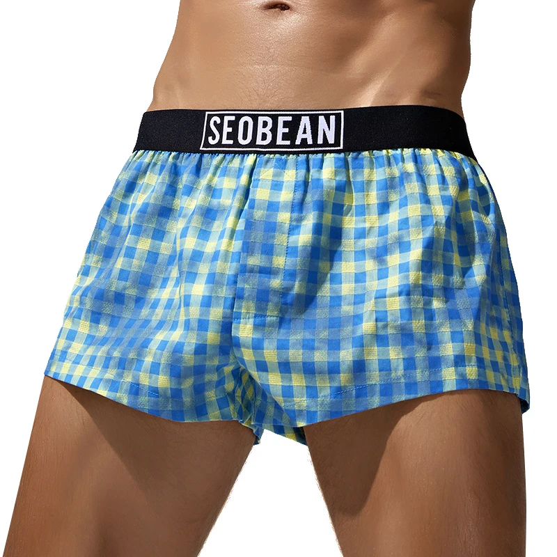 New High Quality  Men's Shorts  Men Underwear Boxers Loungewear Shorts Cotton Plaid Boxer male shorts