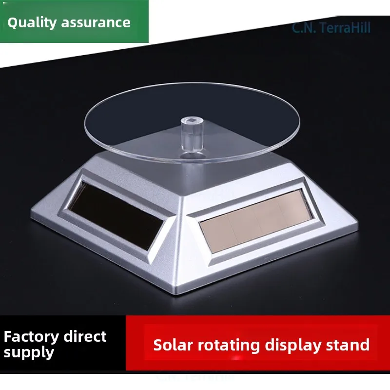 Solar Powered Rotating Display Stand for Jewelry Showcase, Photography Turntable for Live Streaming Props