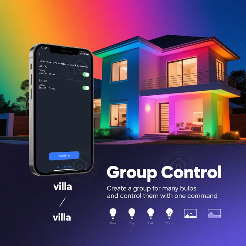 CozyLife RGB E27 9W Wifi الذكية يعتم ضوء لمبة الموقت التحكم الصوتي دعم SmartThings أليكسا جوجل مساعد التحكم المجموعة