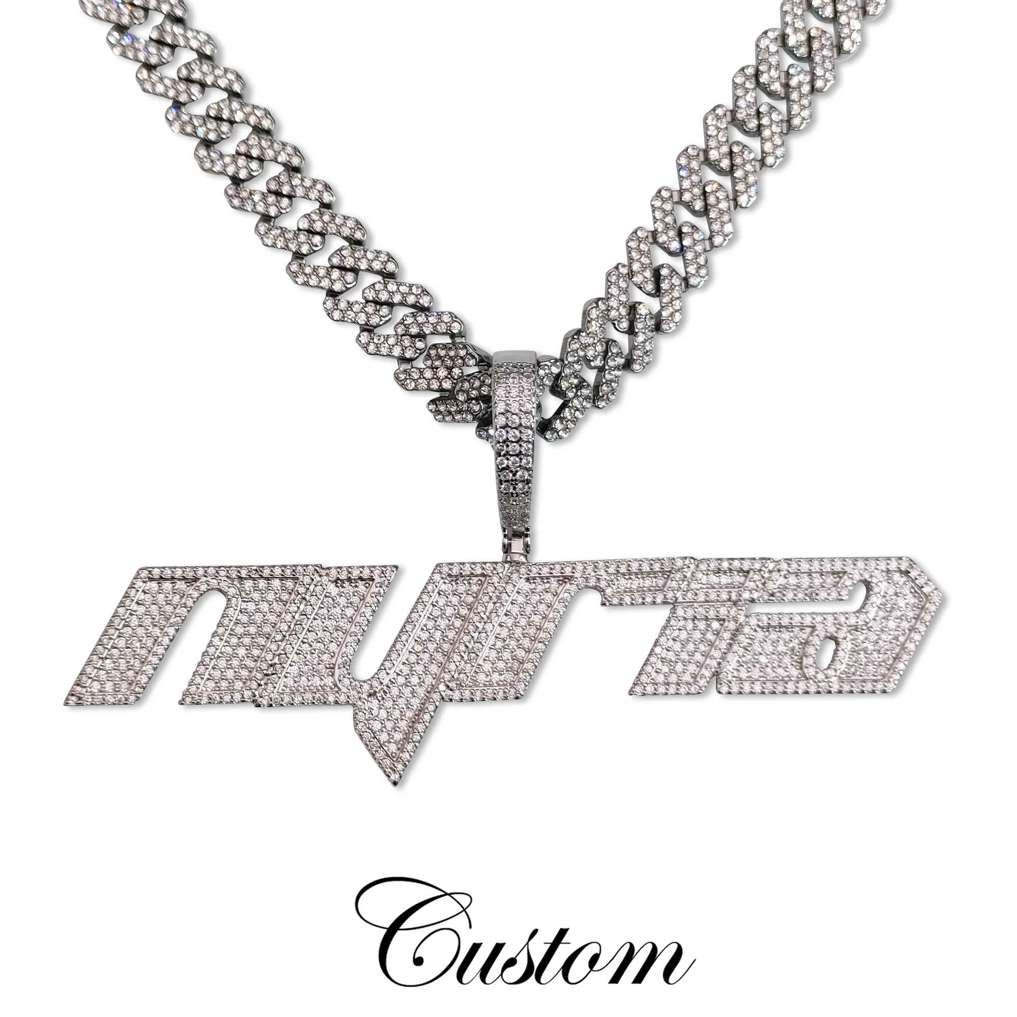 Personalized Nameplate Necklace Sparkling Custom Your Name Necklace Personalized Letters with Cuban Link Chain Hip Hop Jewelry