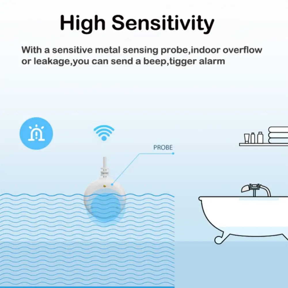 TUYA WiFi Smart Water Leakage Sensor Flood Alarm Detector APP Reminder Security Protection Smart Home Works With Smart Life