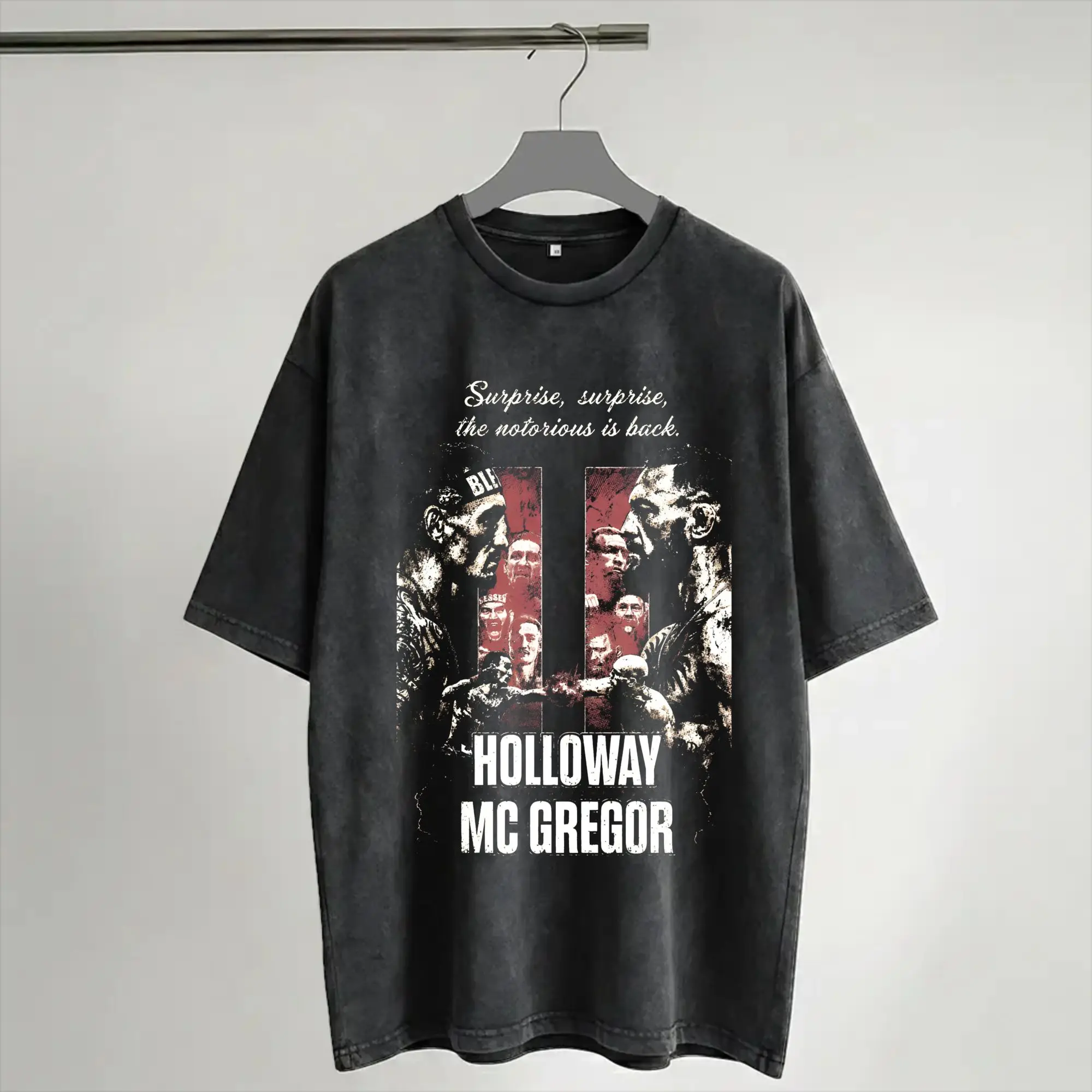 Maxs Holloways vs Conors McGregors Washed T Shirt Streetwear Hip Hop Cool T-Shirt  Tee Shirt Men Women Short Sleeve High Street