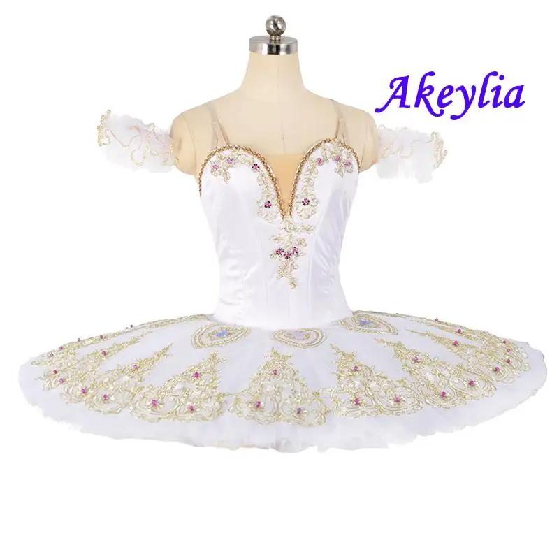 

White gold Professional Ballet Tutu Paquita Dress For Women Performance Ballet Cosutmes Tutu Mulberry Competition pancake tutu