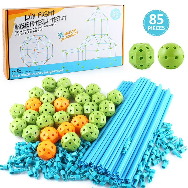 DIY Kids Building Toys 85 PCs Outdoor Educational Construction Set for Tent Castle Creative STEM Learning Peg Blocks