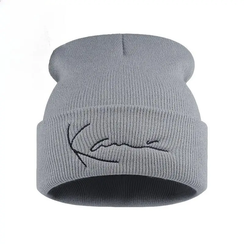 قبعة كارل كاني الرجعية المطرزة محبوك للرجال والنساء الشتاء الدفء مقنعين محبوك قبعة #4