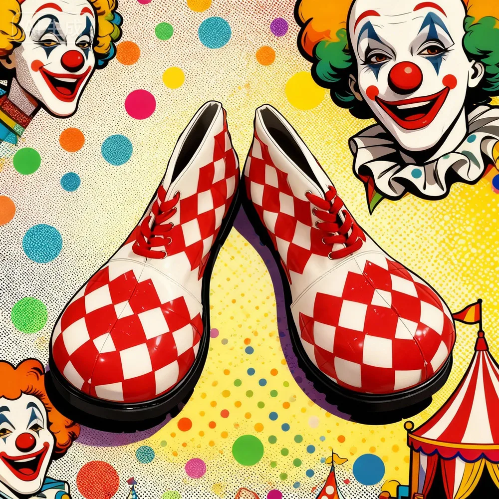 

34 см забавные клубные сапоги клоуна с красным сетчатым узором для взрослых, обувь Джокера с большим носком, клоунский фестиваль, косплей, свободный размер