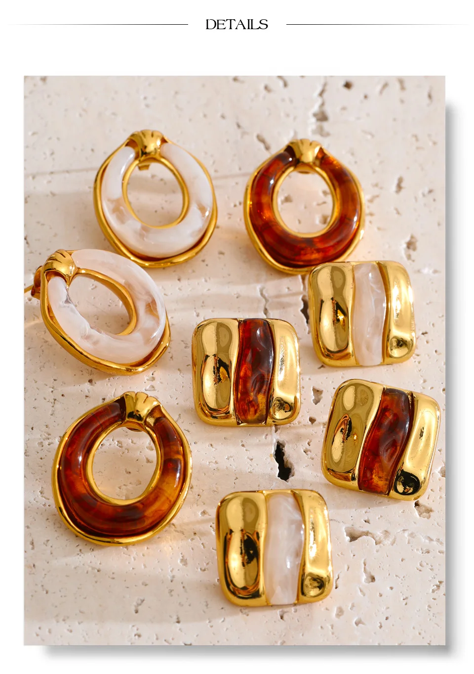 Yhpup New Arrivals Multi-Color Resin Round Square Geometric Earrings for Women Autumn Winter Style Daily Wear Fashion Jewelry