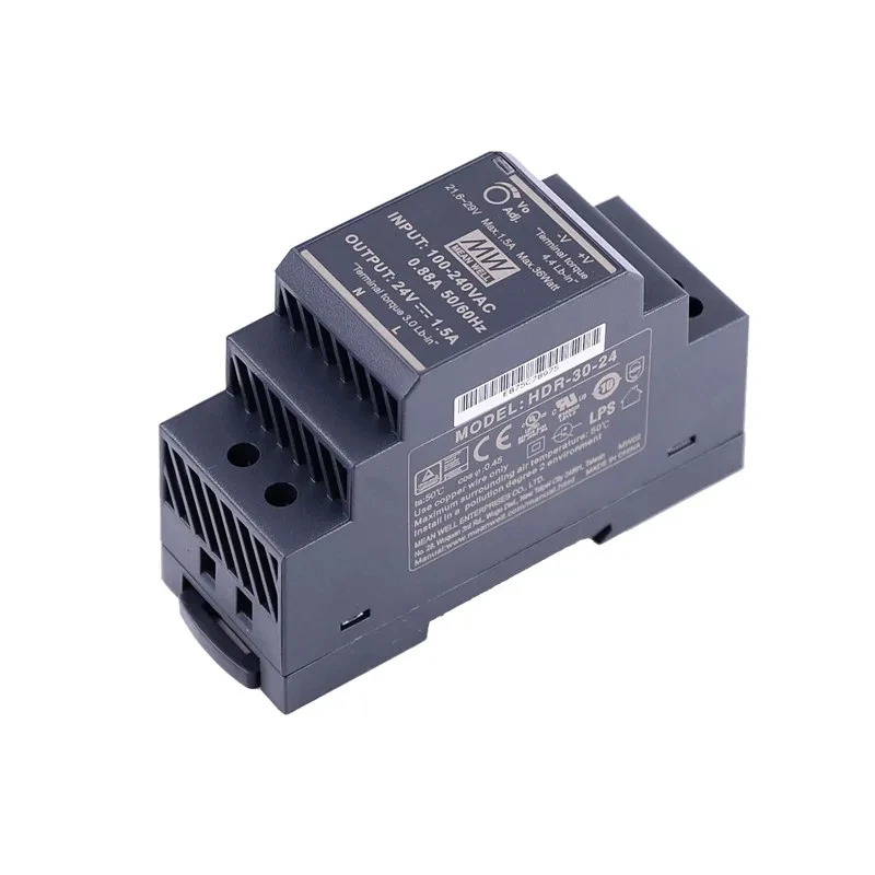 Mean Well HDR-15 30 60 100 150 series DC 5V 12V 15V 24V 48V meanwell Ultra Slim Step Shape DIN Rail Power Supply