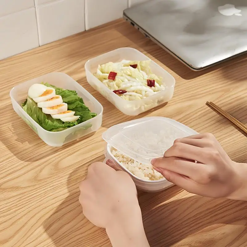 2/5Pcs Heated Microwave Rice Sub Packaging Fresh-keeping Box Vegetable Fruit Separate Kitchen Storage Container
