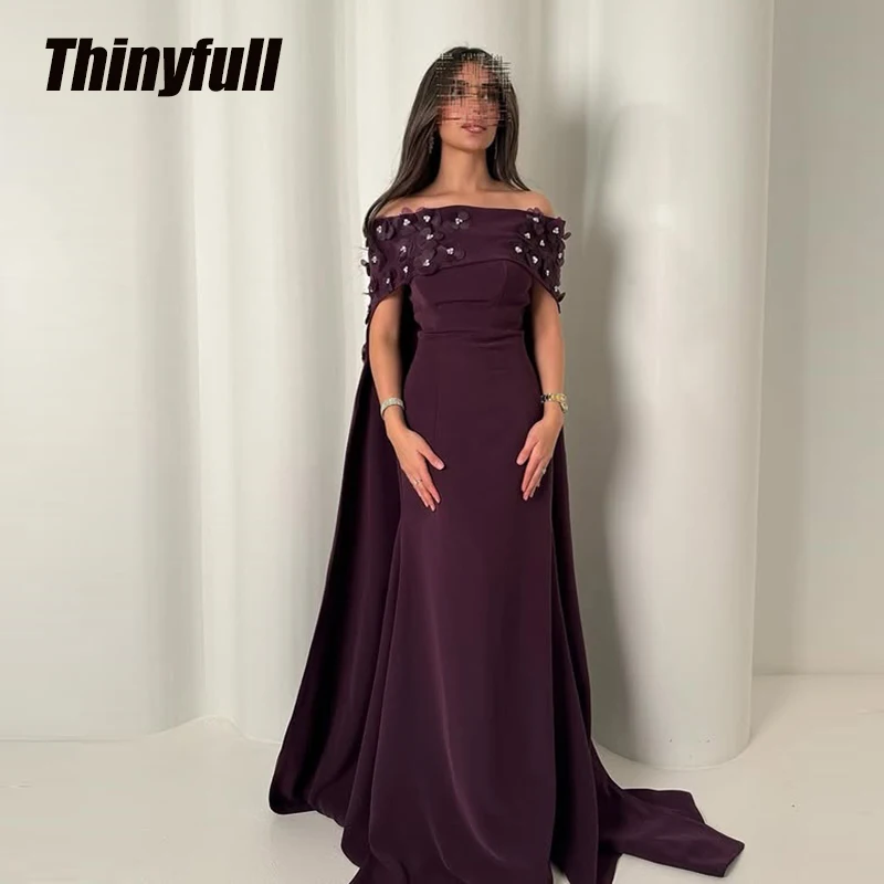 

Thinyfull Mermaid Satin Arab Prom Dresses Off Shoulder Evening Gown Dubai Formal Occasion Dress robes de soirée Customized