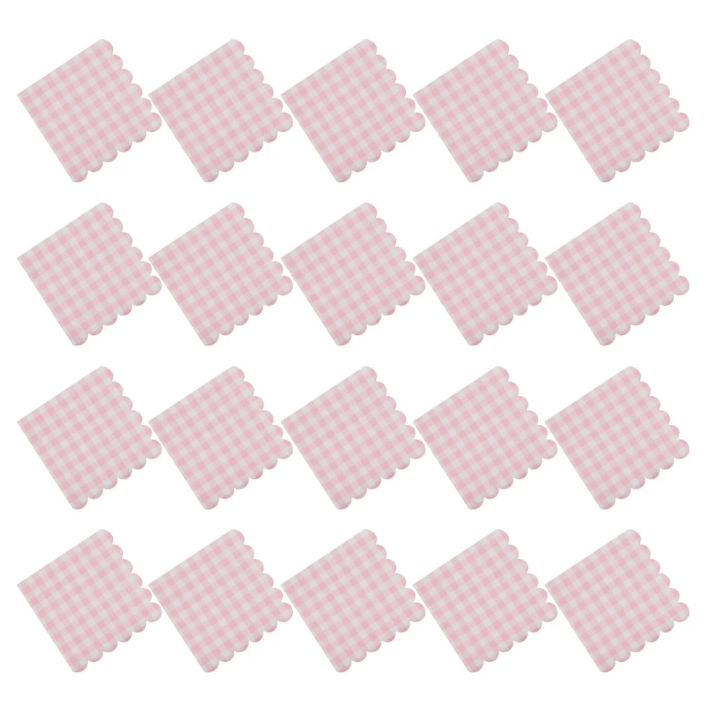 

40Pcs Pastel Plaid Napkins Scalloped Edge Decorative Paper Napkins for Baby Shower Afternoon Tea Party Wedding Holiday Event