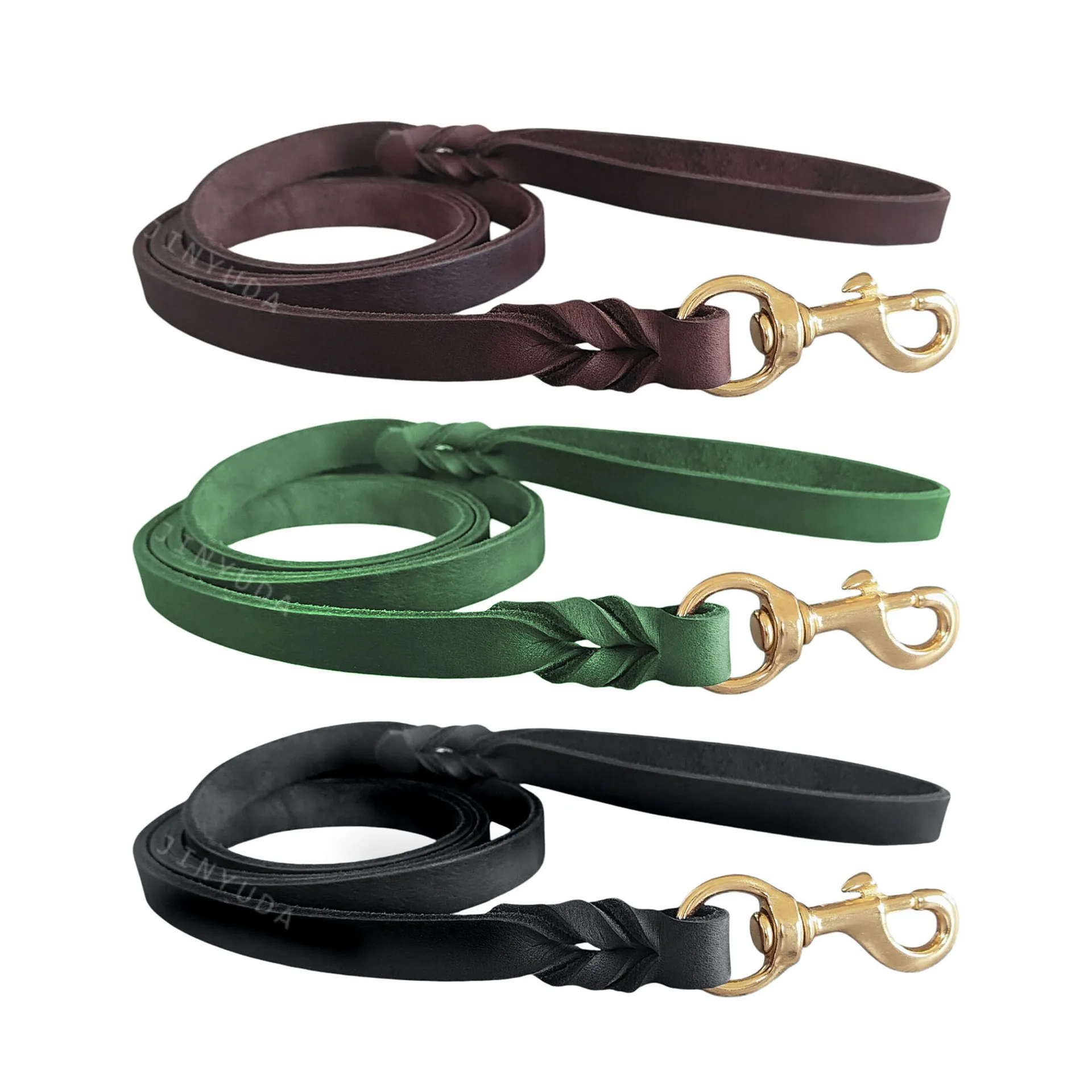 

Top-Grain Yellow Cowhide pet leash real leather dop leash Hand-Knitted dog training leash Braid green pet walking leash brown