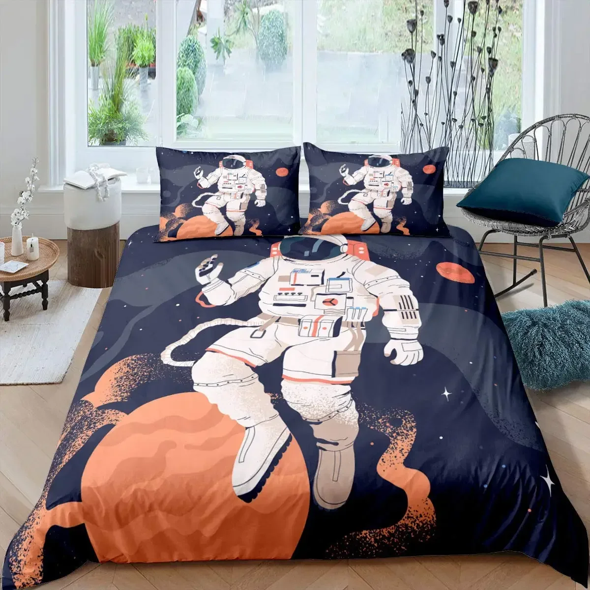 Space Astronaut dekbedovertrekset voor jongens meisjes kinderen Twin beddengoed set Galaxy Space themed slaapkamer decor polyester dekbedovertrek