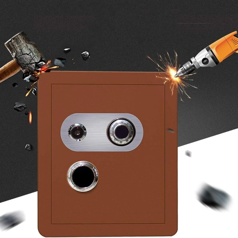 آمنة ومقاومة للماء مع مجموعة الاتصال الهاتفي (بني، فولاذ، قفل برمز ميكانيكي)