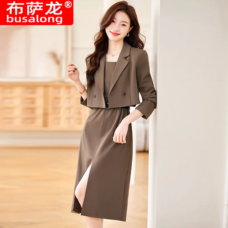 Short blazer for petite women2025New stylish goddess-style professional attire skirt suit