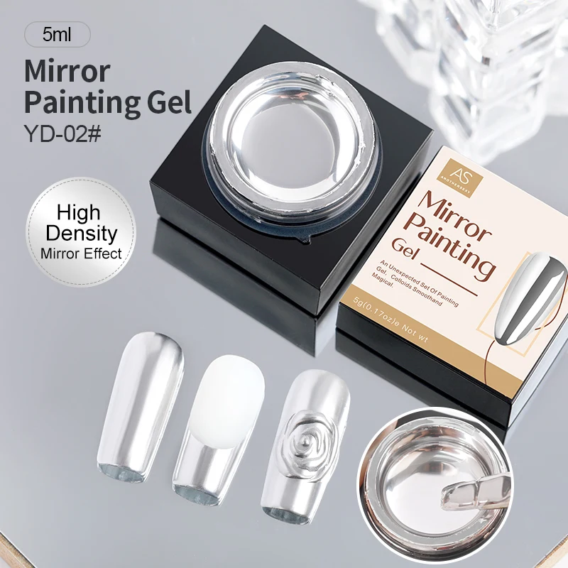 AS 5 ml Silver Metallic Painting Liner Gel Polish Super Bright Mirror Gel Nagellack Semi Permanent Lines French Nail