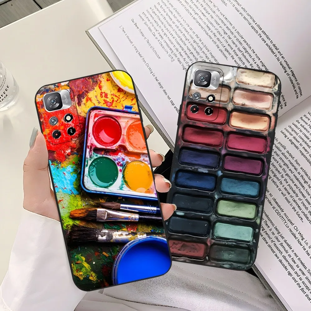 Watercolors Set Paint Palette Painting Box Phone Case for Xiaomi Redmi Note 13 12 11 9 Ultra 10 Lite Poco F4 F5 X5 Pro Plus Cove