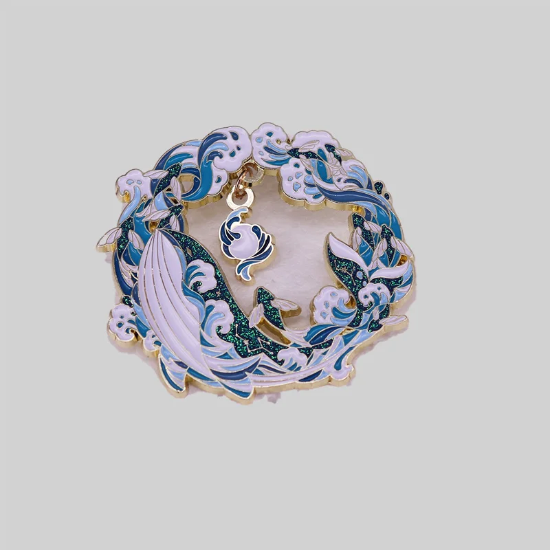 Cute Sea Animal Brooch Glitter Whale Badge Fashion Student Backpack Pin Clothing Accessories Friends Jewelry Gift view 5