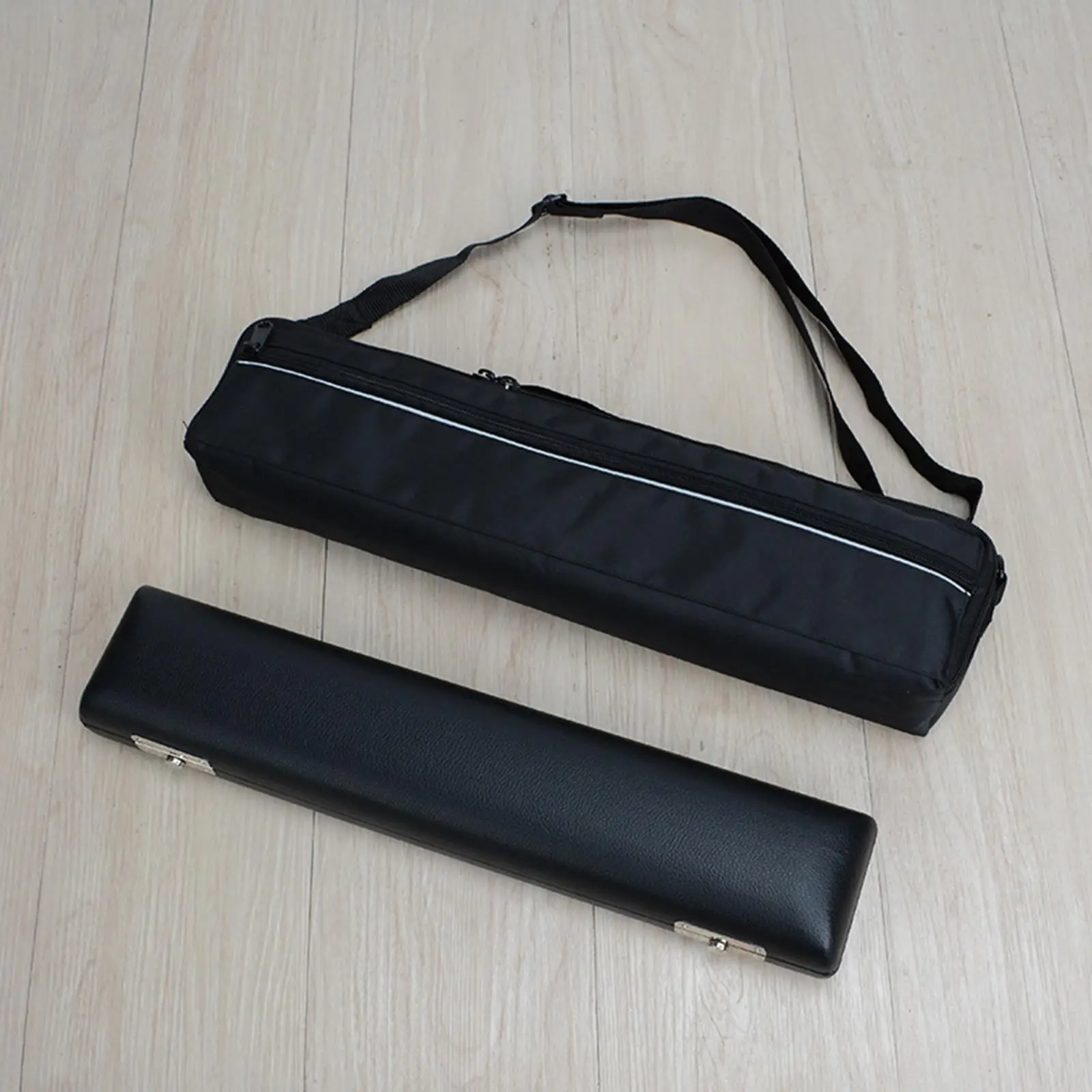 Flute Case and Carrying Handbag Adjustable Shoulder Strap PU Leather Case for 16 Holes Flute Lightweight Multifunctional Black