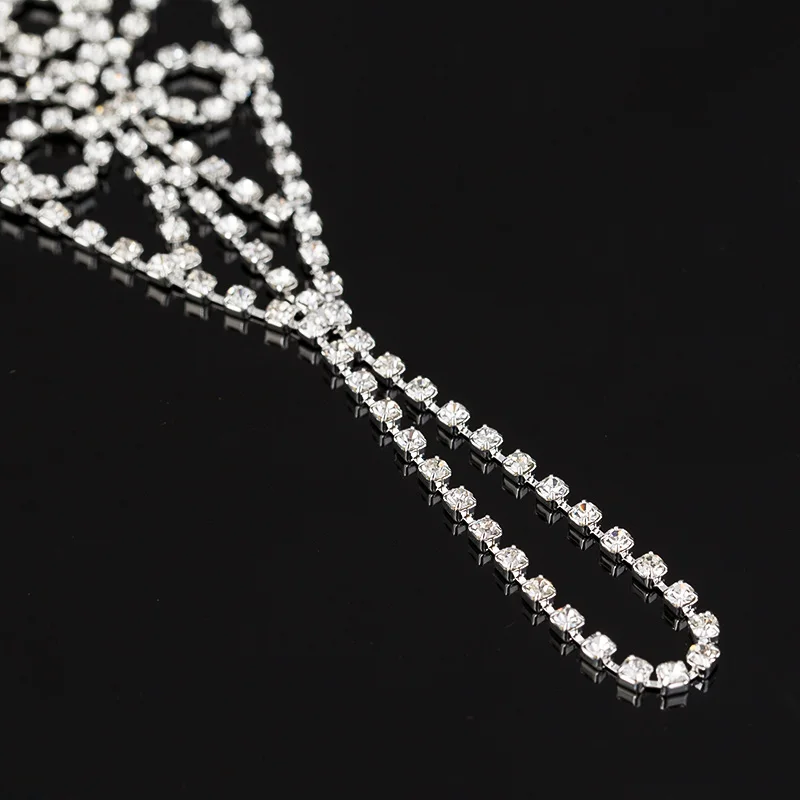 Rhinestone Slave Anklet Chain Eye-Popping Casual Beach Barefoot Sandal Silver Plated Foot Anklets for Women