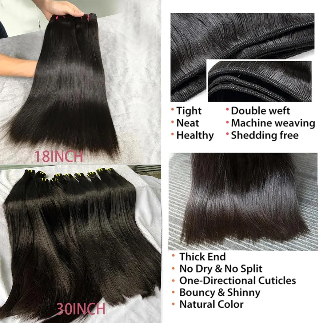 100% Human Hair Weave Bundles 32Inch Brazilian Straight Hair Bundles Virgin Remy Human Hair Extensions For Black Women 1/3/4 Pcs