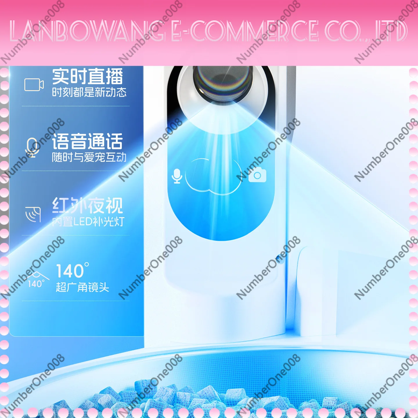 Automatic Pet Feeder Large Capacity Smart WiFi Camera Interactive Dog Cat Food Dispenser with APP Control for Small Pets