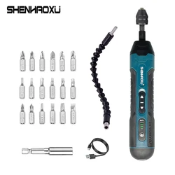 SHENHAOXU Cordless Electric Screwdriver Rechargeable 1300mah Battery Drill Mini Torque Adjustment Power Tools LED Light Repair