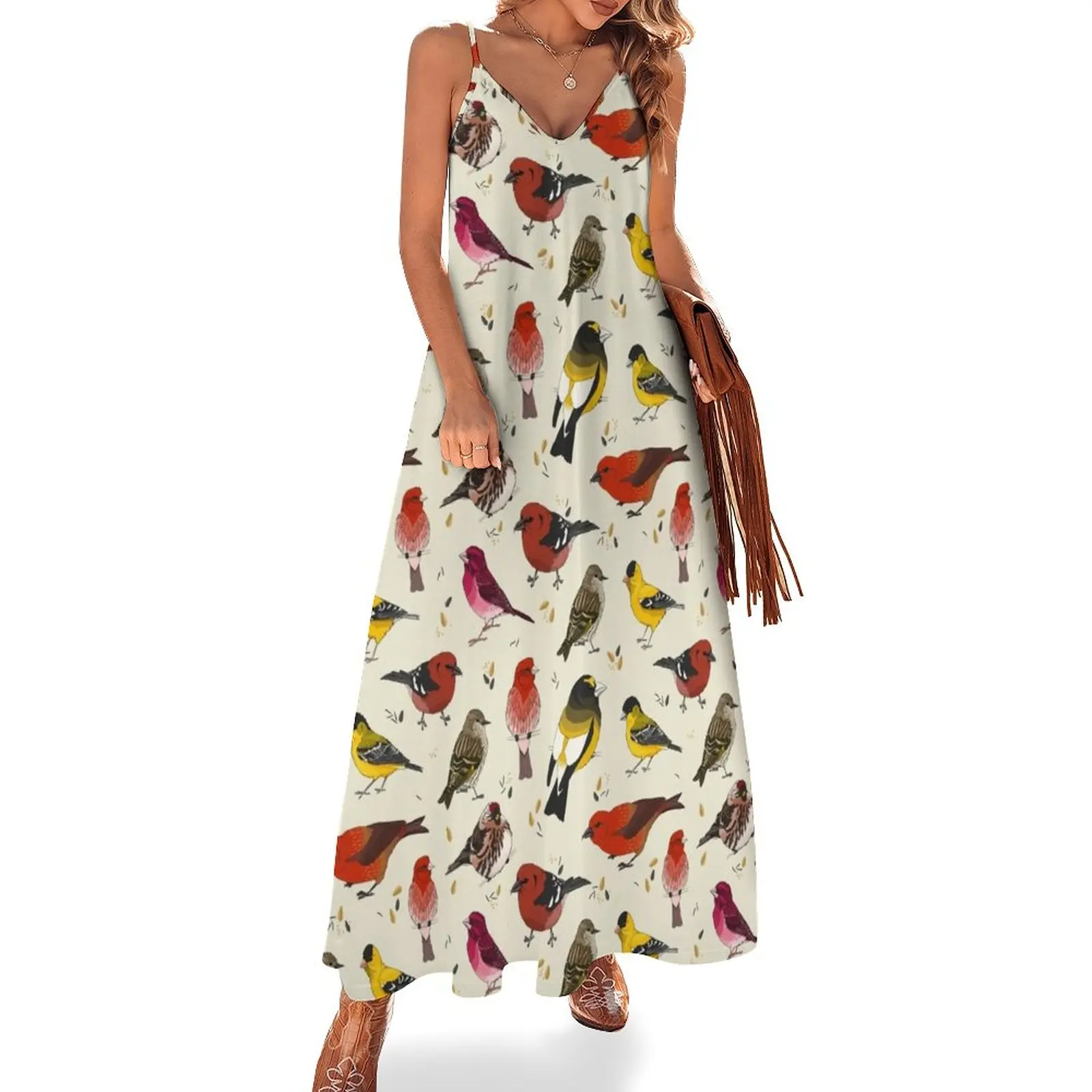 North American Finches Sleeveless Dress loose summer dress elegant party dresses for women 2023 Casual dresses