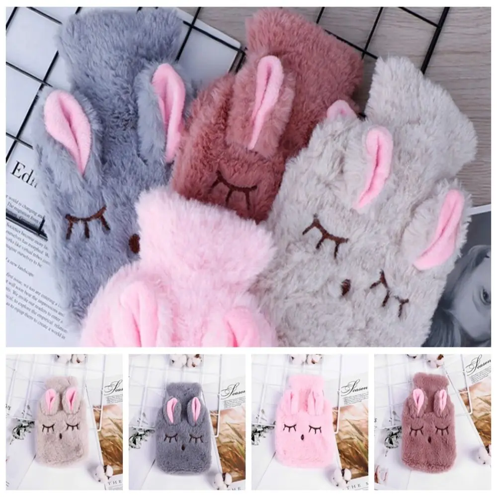 Hot Pack Warm Hot Water Bag Plush Squinting Rabbit Heat Pack Reusable Soft Hot Water Bottle Pain Relief