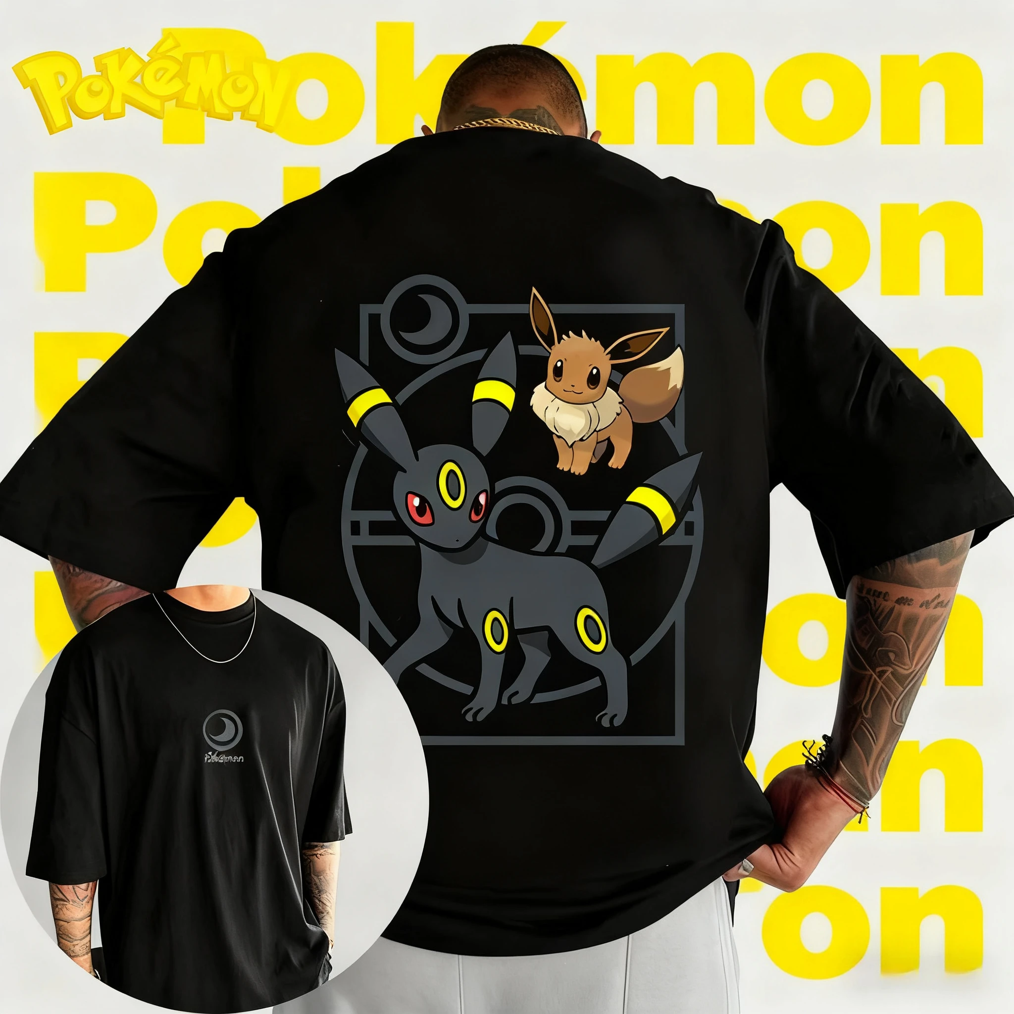 2025 verano Pokémon Anime mercancía marca 100% puro algodón impreso camiseta hombres Harajuku suelta Casual versátil de manga corta