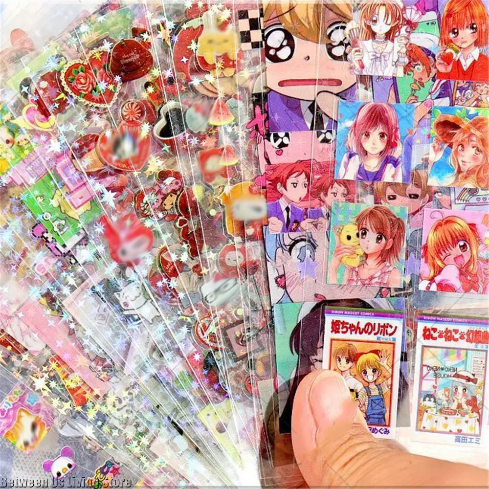 100 Non-Repeating Glitter Stickers Y2K Random Cute for Kawaii Decorative Stickers Luggage Journal Stickers