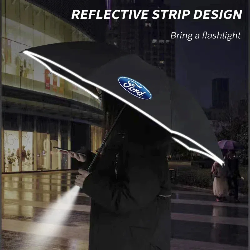 

For Ford Mondeo Focus Raptor Puma Edge Explorer Ranger Fusion Kuga Car Led Light Automatic Folding Windproof Sunshade Umbrella