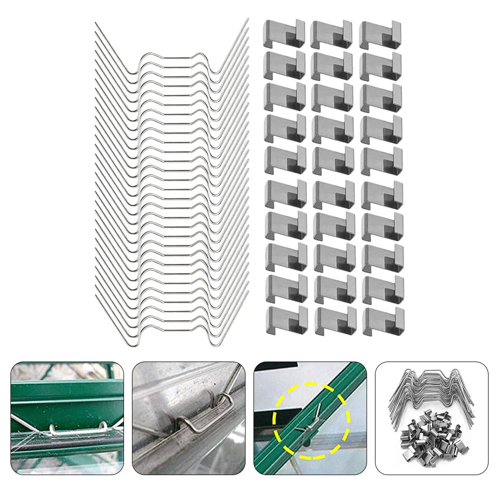 100 Pcs Greenhouse Z-clips Overlap Glazing Wire Stainless Glass Pane Fixing Cord Suite Type Steel