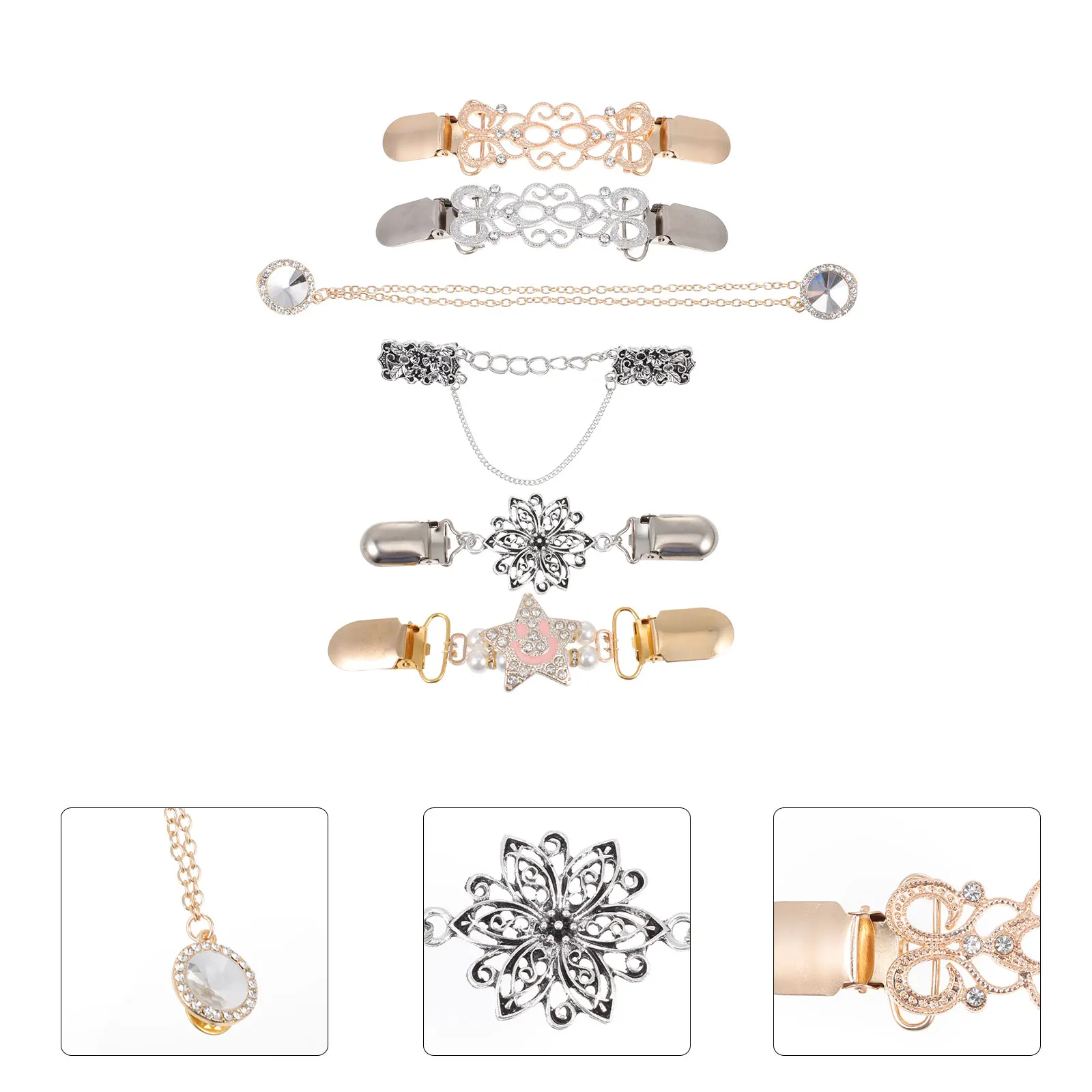 

Vintage Style Sweater Shawl Clips Cardigan Brooch Pins Women Fashion Collar Accessories Lightweight Metal Shirt Clasps Gift